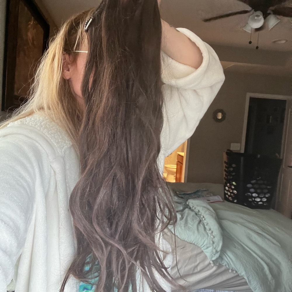 BELLAMI medium brown and dark brown human hair extensions